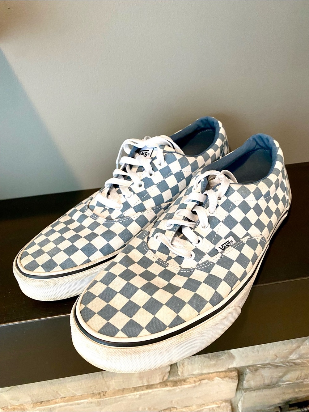 Vans Men’s Checkerboard Low-Top Sneakers Vintage Surf Skate Shoes - Blue & White